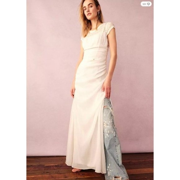 Free People Gala Ruched Maxi Dress Light Pink Boho Ethereal - Picture 1 of 15